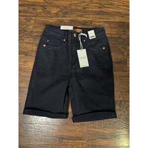 Judy Blue Jean Denim Shorts Navy Darkwash Cuffed Size S High Waist NEW